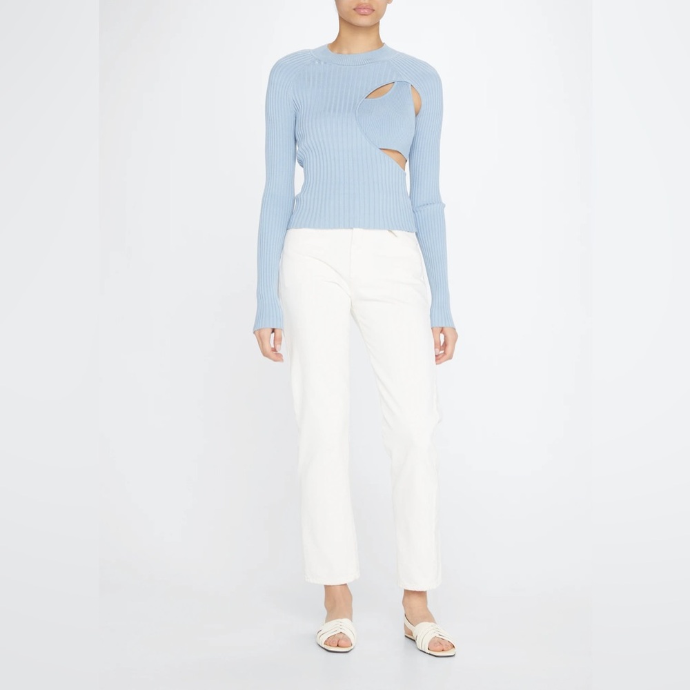 JONATHAN SIMKHAI Vivianne Compact Rib Mock Neck Top M